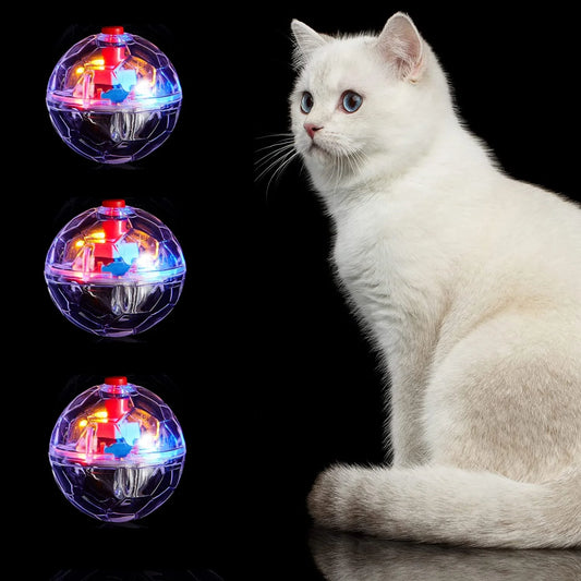 3 Pcs Light up Cat Balls, Led Motion Activated Cat Ball Cat Interactive Toys Exercise Ball for Kitten Dog Pet Animals Activity