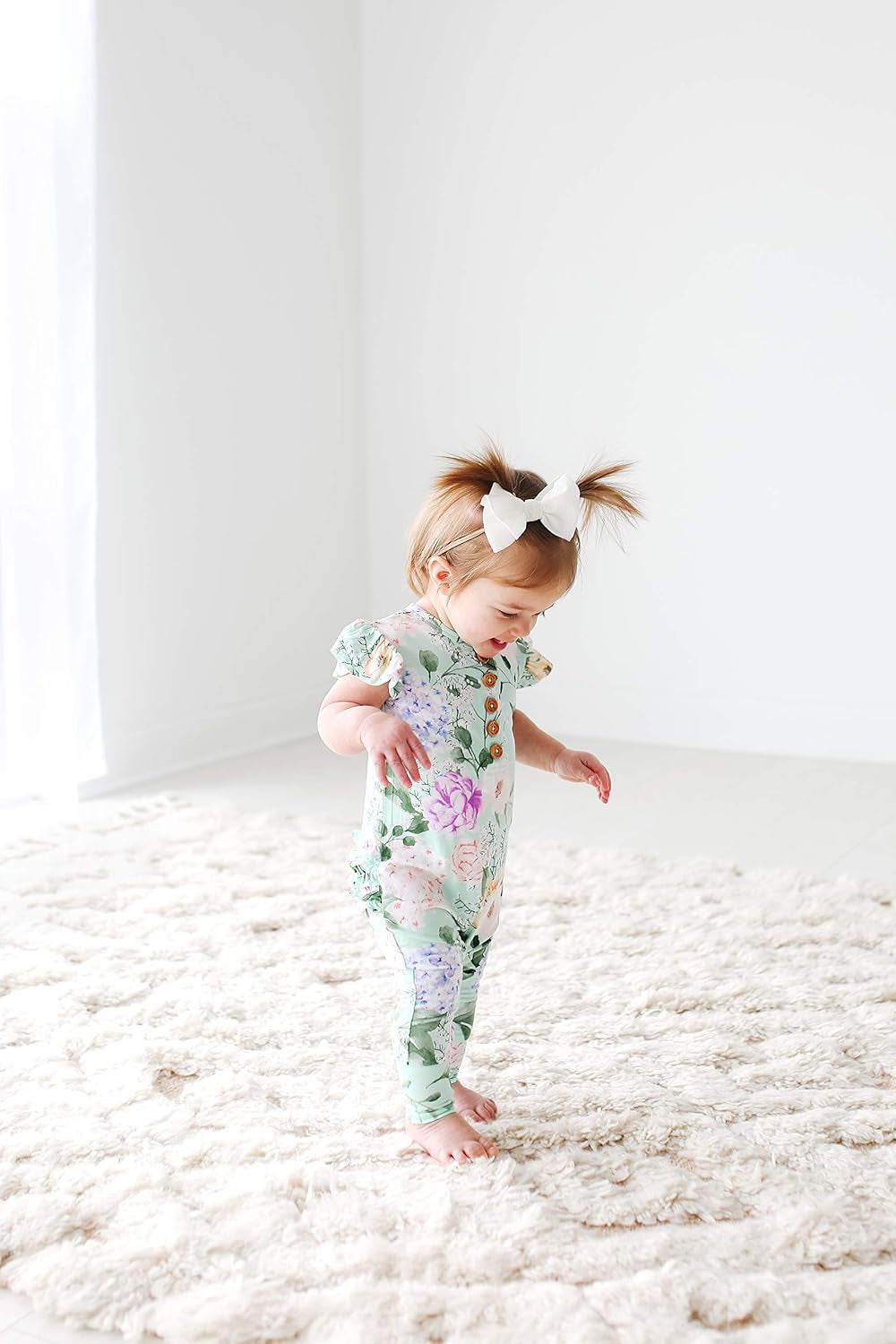 Baby Girl Pajamas – Ruffled Cap Sleeve Romper Pjs – Soft Viscose from Bamboo One-Piece for Babies & Toddlers