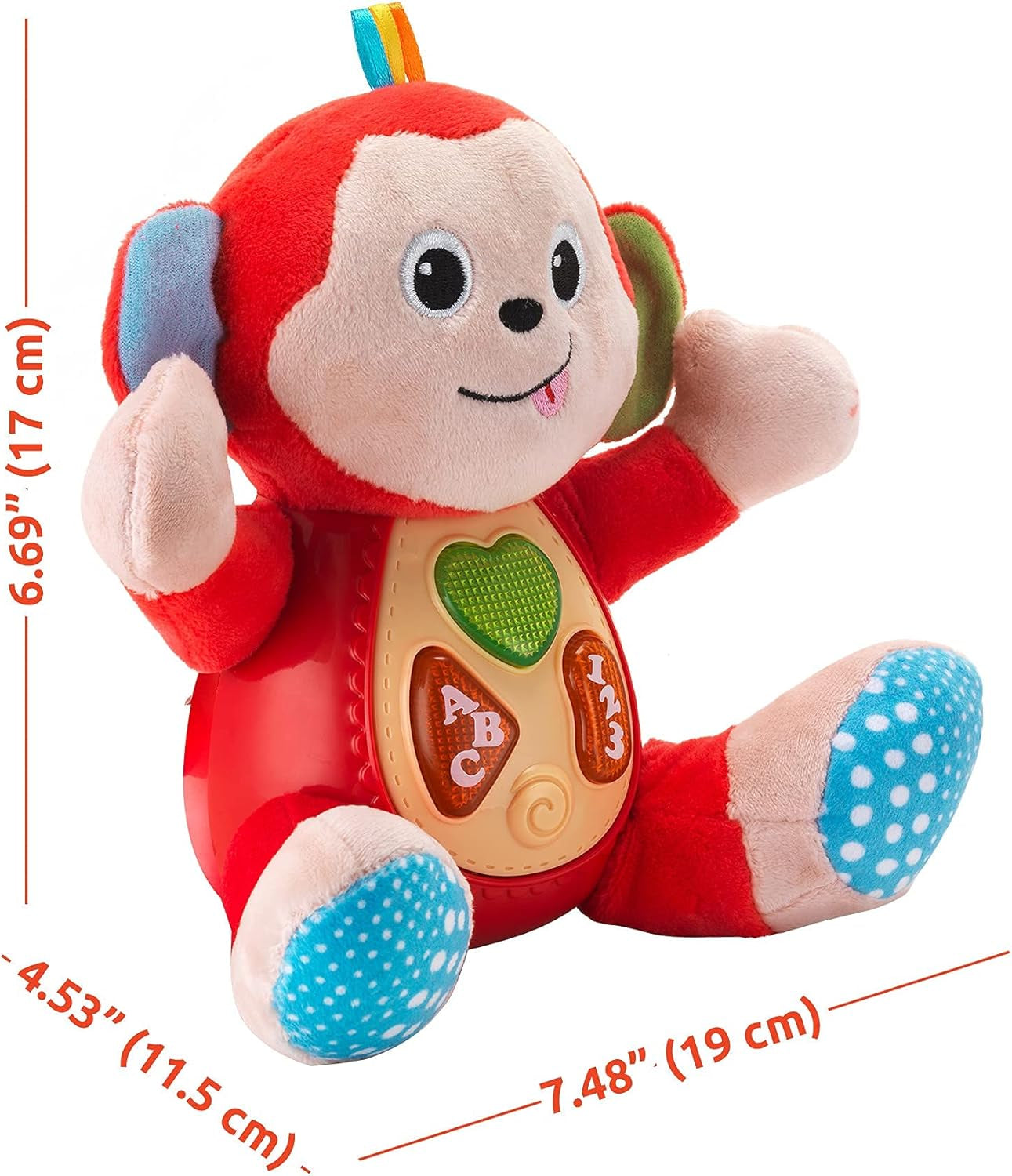 Musical Monkey Plush Toy - Soft Stuffed Animal with Light-Up Buttons and Melodic Nursery Songs for 3+ Month Old Babies