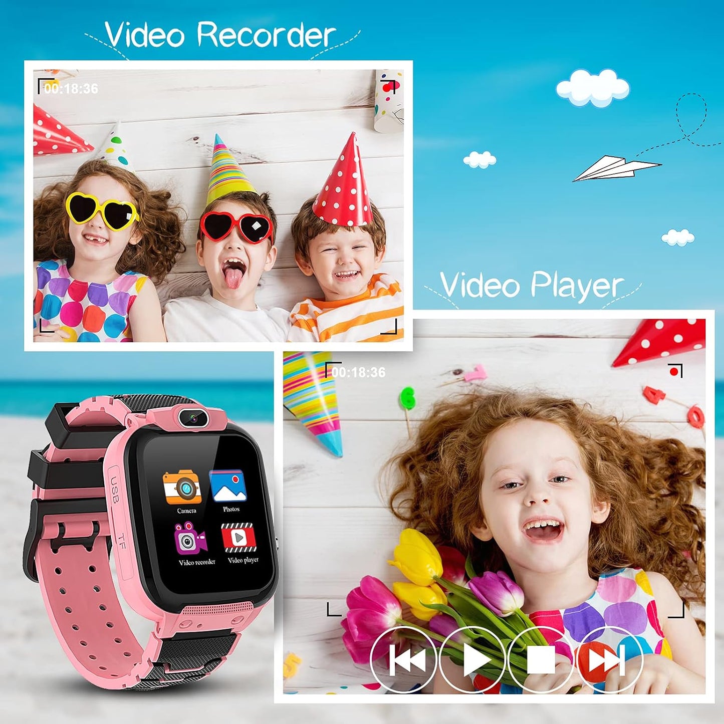 Smart Watch for Kids - Toys for 3-10 Year Old Girls Touchscreen Toddler Watch with Camera, 16 Games, Music Player, Kids Watches Electronics Educational Toys Birthday Gifts for Girls Ages 4 5 6 7 8 9