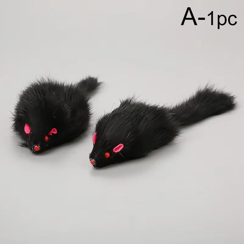 1Pcs False Mouse Cat Pet Toys Cat Long-Haired Tail Mice Mouse Toys Soft Rabbit Fur Furry Plush Cat Toy for Pet Cats Dogs