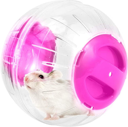 Mini New Cute Dwarf Hamster Running Ball 4.7 Inches Crystal Ball for Hamsters Small Silent Exercise Wheel Small Cage Accessories Suitable for Hamsters Less than 4 Inches 10 Cm in Length (Pink)