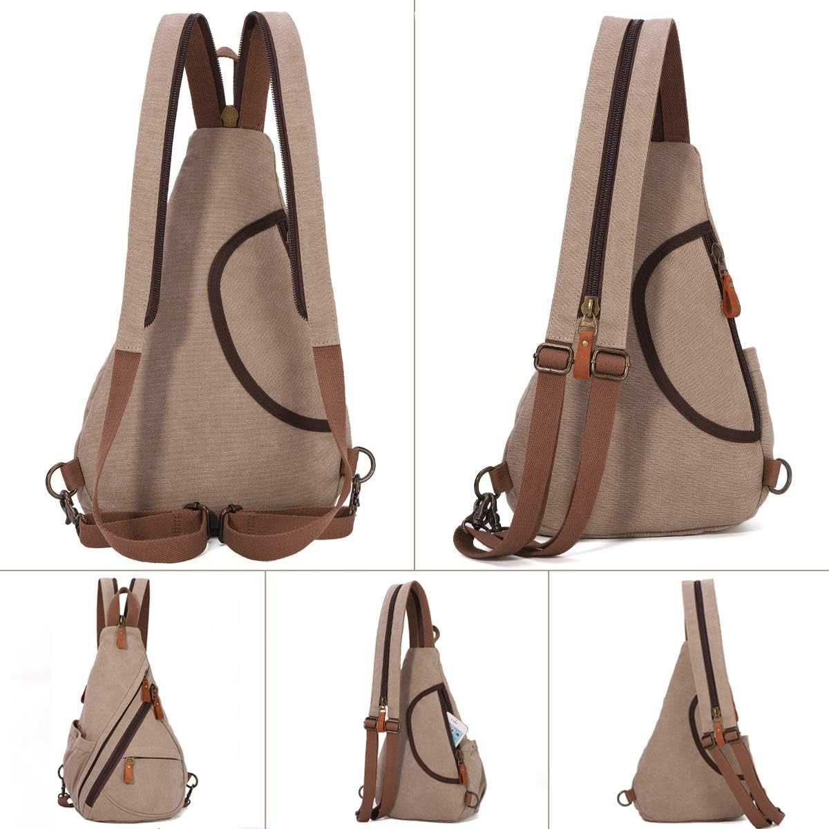 Canvas Sling Bag - Small Crossbody Backpack Shoulder Casual Daypack Rucksack for Men Women