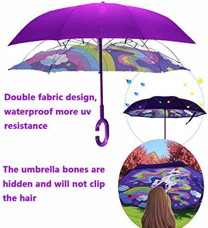 40/49/56 Inch Oversize Windproof Inverted Reverse Upside down Umbrella, Golf Size Rain Umbrella, Double Layer, C-Shaped Handle for Men, Women and Kids(Magic Union, 40 Inch)