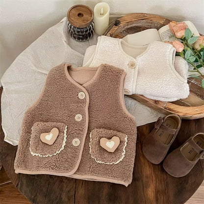 Sleeveless Children Vest Baby Girl Boy Plush Waistcoat Spring Autumn Kids Jacket Soft Children Clothes Thick Outerwear for Kids