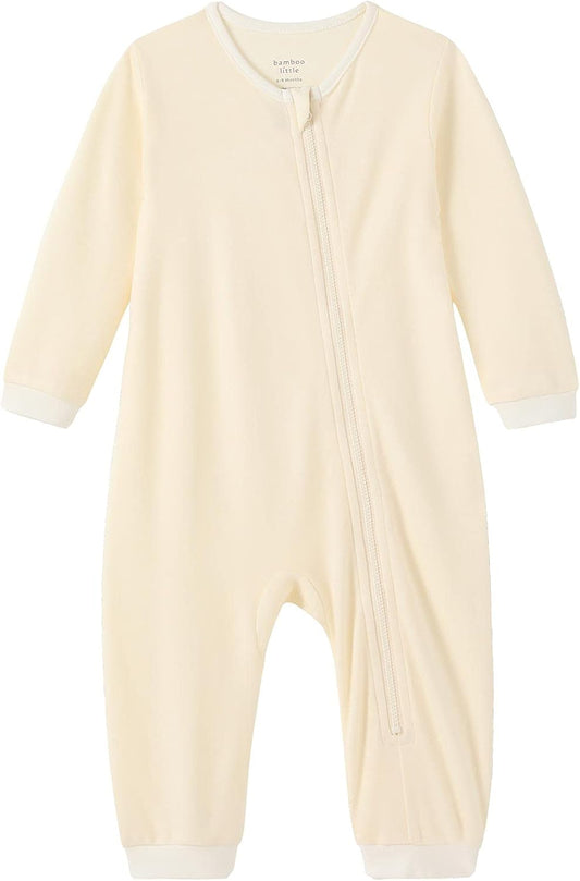 Soft Bamboo Baby Romper, Zipper Closure, 3-6 Months, Yellow