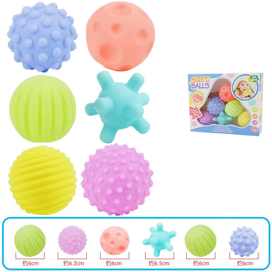 6Pcs Textured Multi Ball Set Develop Tactile Senses Toy Baby Touch Hand Ball Toys Training Ball Massage Soft Balls Kids Gifts