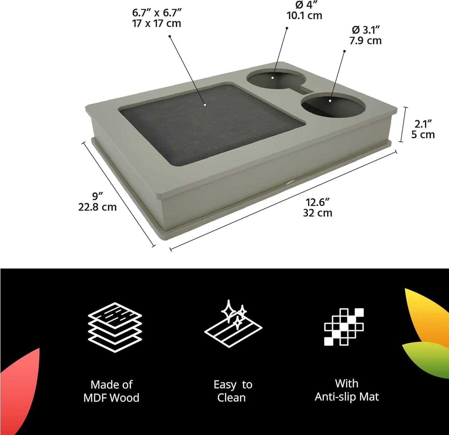 Sofa, Couch, Bed, TV and Lap Tray Table for Eating with EVA Base and 2 Cup Holders. Remote Control and Cellphone Holder. Arm Rest Organizer. (Fendy)