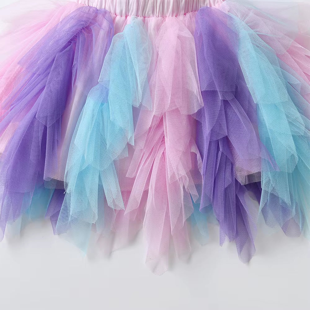 Girls Tutu Mesh Tulle Layered Skirts Kids Birthday Party Casual Performance Prom Princess Mini Skirt Children Clothes