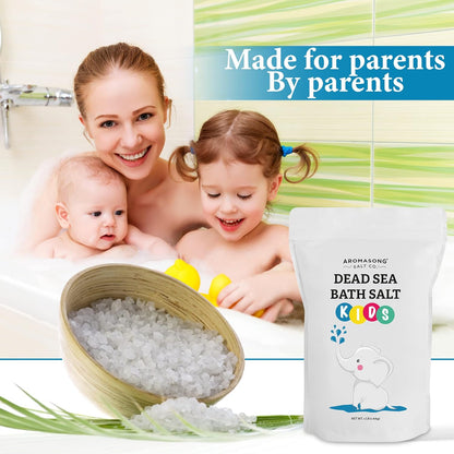 Dead Sea Salt for Kids Bath Soak, 4 Lbs. Fine Grain Large Bulk Resealable Pack, 100% Pure & Natural.