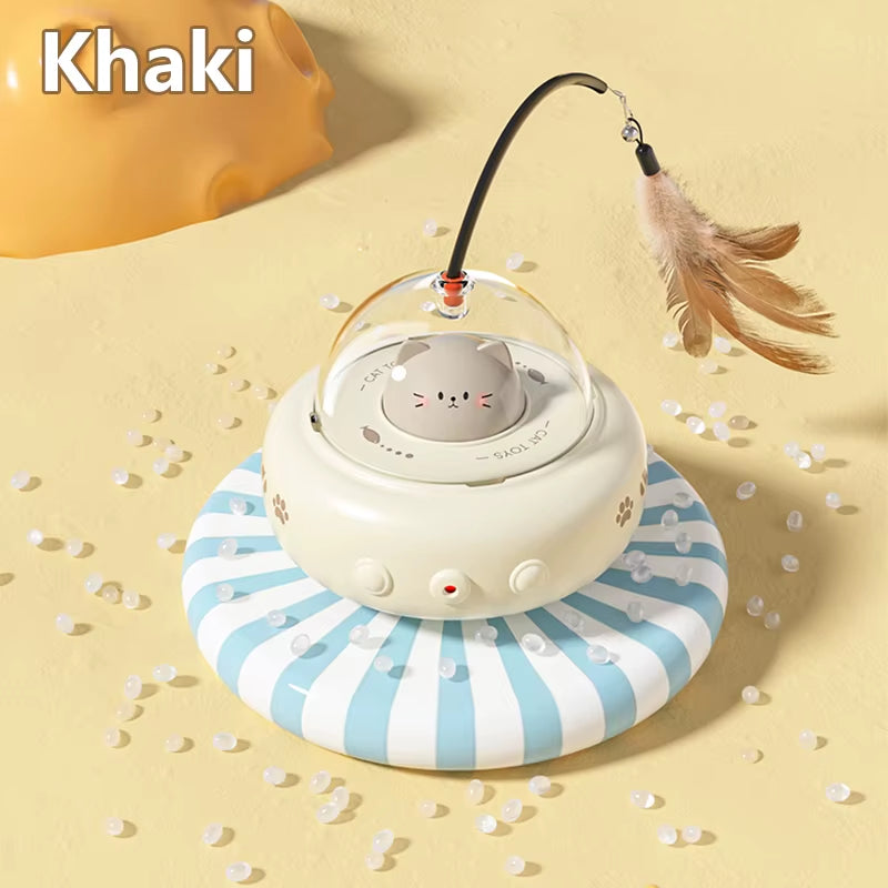 Smart Teaser Cat Toy Electric UFO Cat Teaser Stick with Bell Training Pet Toys Replaceable Feather Interactive Cat Supplies