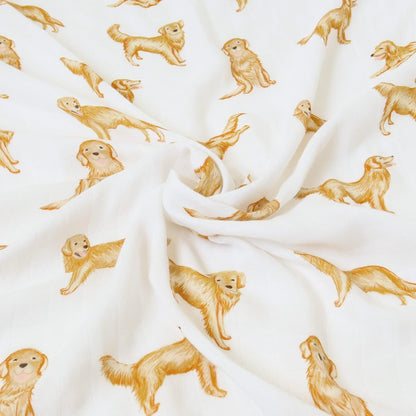 Baby Swaddle Blankets Dog, 70% Viscose from Bamboo and 30% Cotton Muslin Swaddle Blankets Boys Girls Swaddling Blanket Neutral for Newborn, Soft Large 47" X 47", Golden Retriever Dog