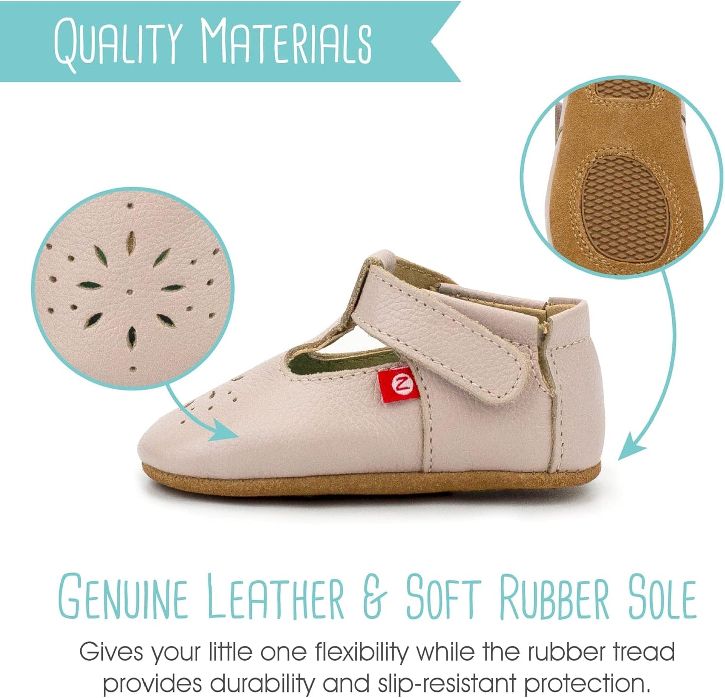 Easy on Leather Mary Jane Baby Shoes, Anti-Slip and Soft Sole