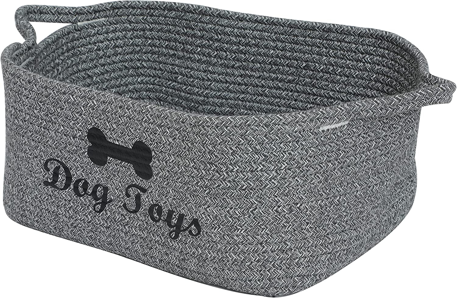 Weave Rope Toy Storage Basket Bin Dog Toy Storage Basket Basket Dog Toys Baske -Cube Organizer for Closet,Small Toys,Towels-Mixed Gray-Dog