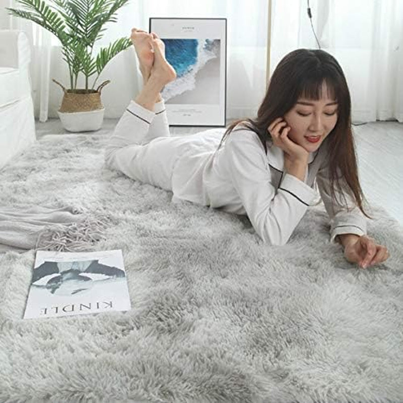 Soft Indoor Modern 6X9 Area Rugs Warm Soft Rug for Bedroom Decor Living Room Kitchen Non-Slip Plush Fluffy Comfy Babys Care Crawling Carpet Grey