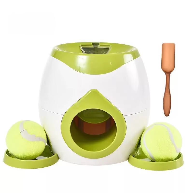 Dog Pet Toys 2 in 1 Tennis Launcher Automatic Throwing Machine Pet Ball Throw Device Interactive Pet Feeder Toy for All Size Dog