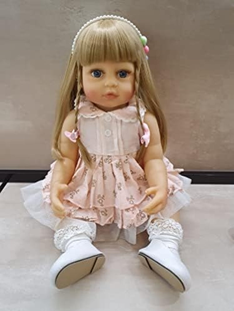 Full Silicone Reborn Baby Dolls Girl Realistic 22 Inches 55Cm Toddler Babies Doll with Cute Open Eyes (Blonde Hair)