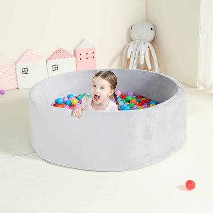 Extra Large Foam Ball Pit for Toddlers, 47X14 Inch Soft Baby Ball Pit with Washable Velvet Cover (Balls Not Included)-Grey