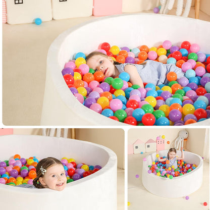 Extra Large Foam Ball Pit for Toddlers, 47X14 Inch Soft Baby Ball Pit with Washable Velvet Cover (Balls Not Included)-White