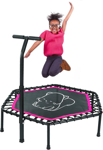 Trampoline for Kids Indoor, Mini Toddler Trampoline with Adjustable Handle, Outdoor Foldable Small Rebounder Trampolines for Exercise