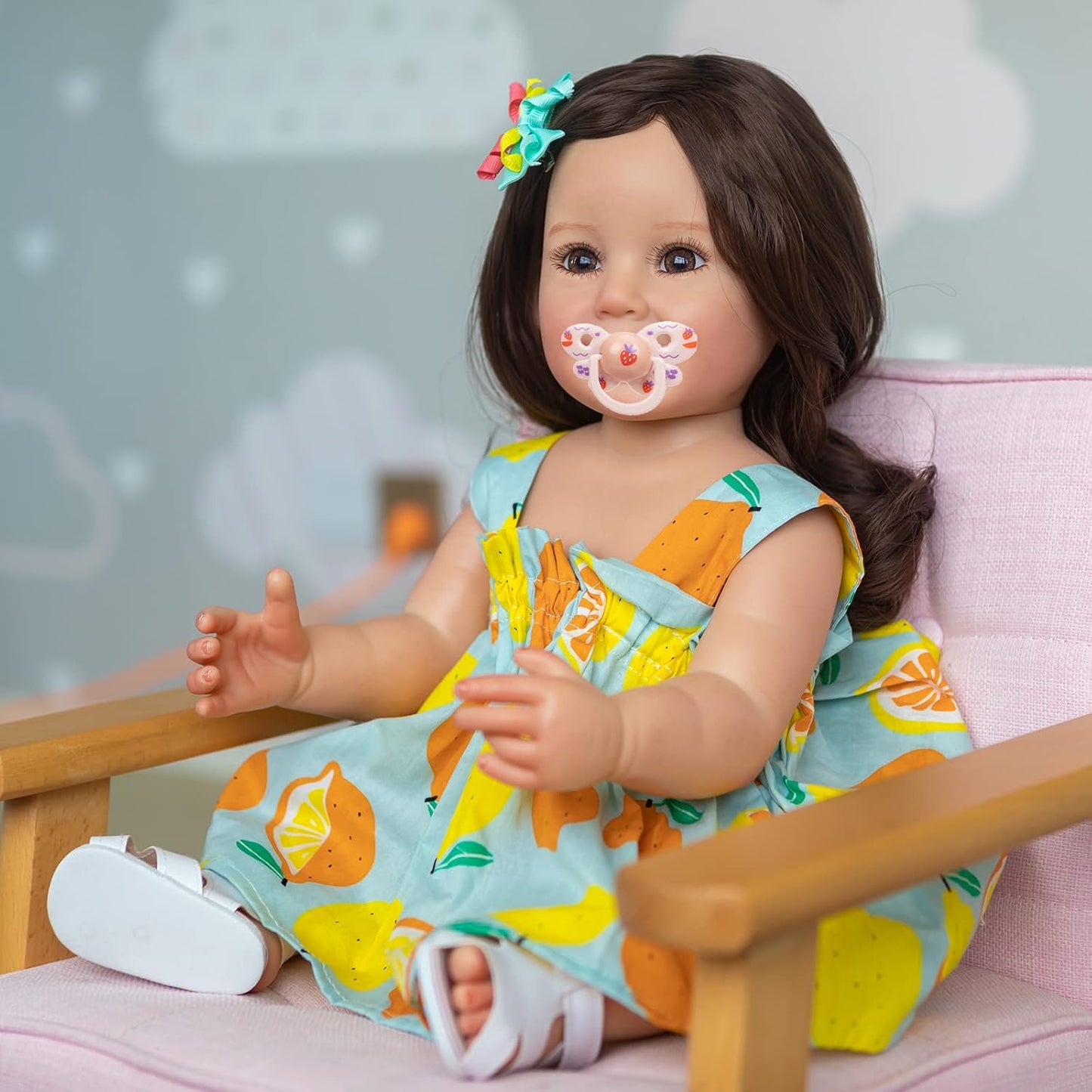 Reborn Toddler Doll Girls Life Size 22Inch Reborn Baby Dolls Silicone Full Body Realistic Fairy Alive Babies Newborn Dolls with Pacifier