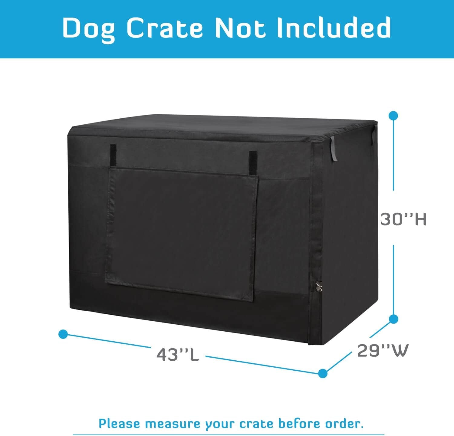 Dog Crate Cover 42 Inch Dog Kennel Cover for Large Dog, Heavy Duty Oxford Fabric,With Double Door, Pockets and Mesh Window (43L X 29W X 30H,Black)