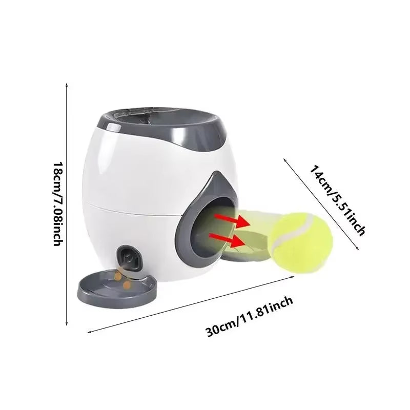 Dog Pet Toys 2 in 1 Tennis Launcher Automatic Throwing Machine Pet Ball Throw Device Interactive Pet Feeder Toy for All Size Dog