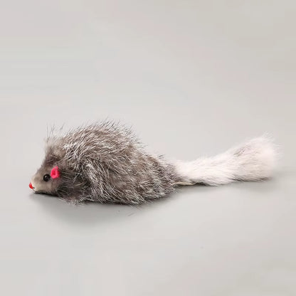 1Pcs False Mouse Cat Pet Toys Cat Long-Haired Tail Mice Mouse Toys Soft Rabbit Fur Furry Plush Cat Toy for Pet Cats Dogs