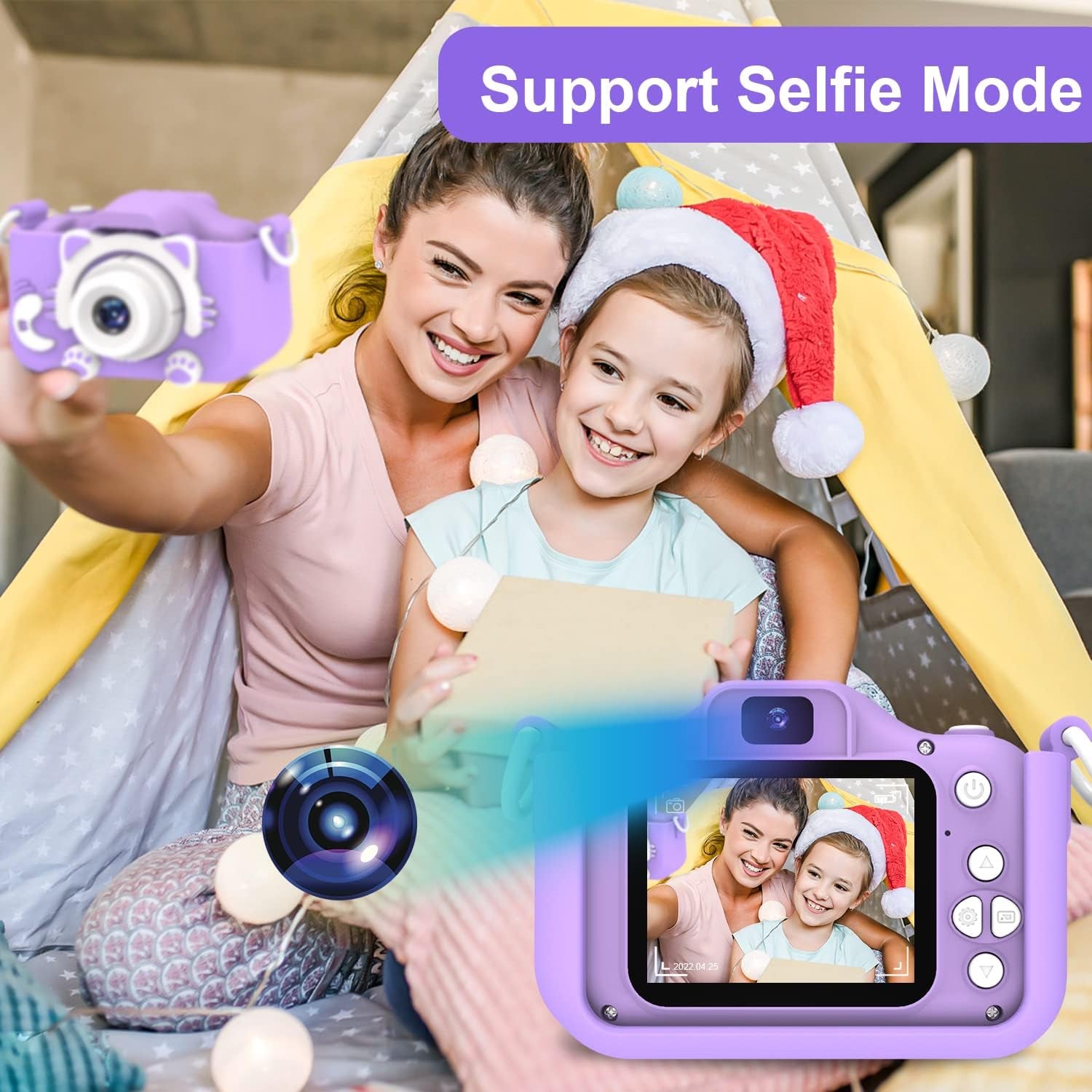 Kids Selfie Camera, Christmas Birthday Gifts for Boys Age 3-9, HD Digital Video Cameras for Toddler, Portable Toy for 3 4 5 6 7 8 Year Old Boy&Girls with 32GB SD Card