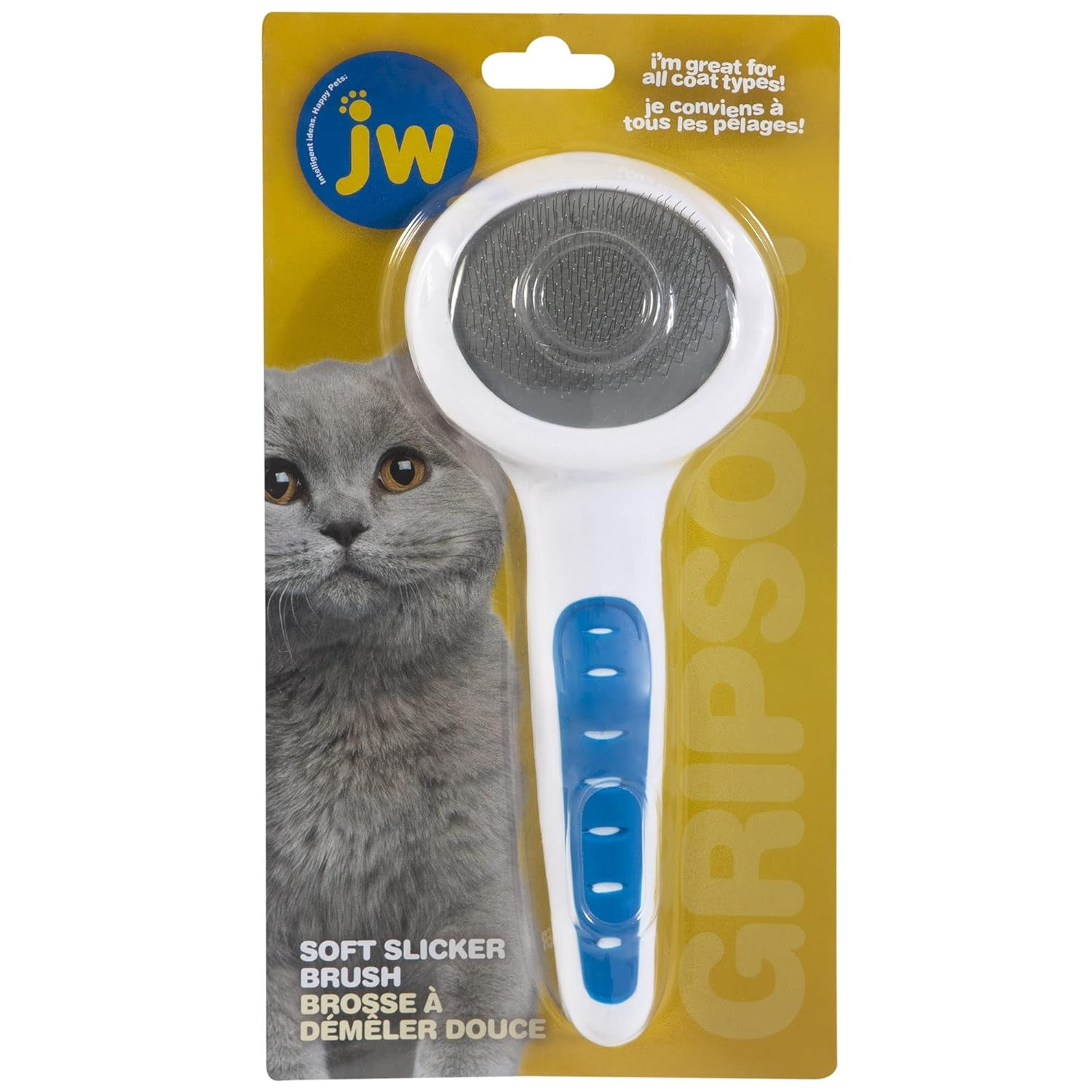 Petmate Gripsoft Cat Brush, White & Blue, One Size