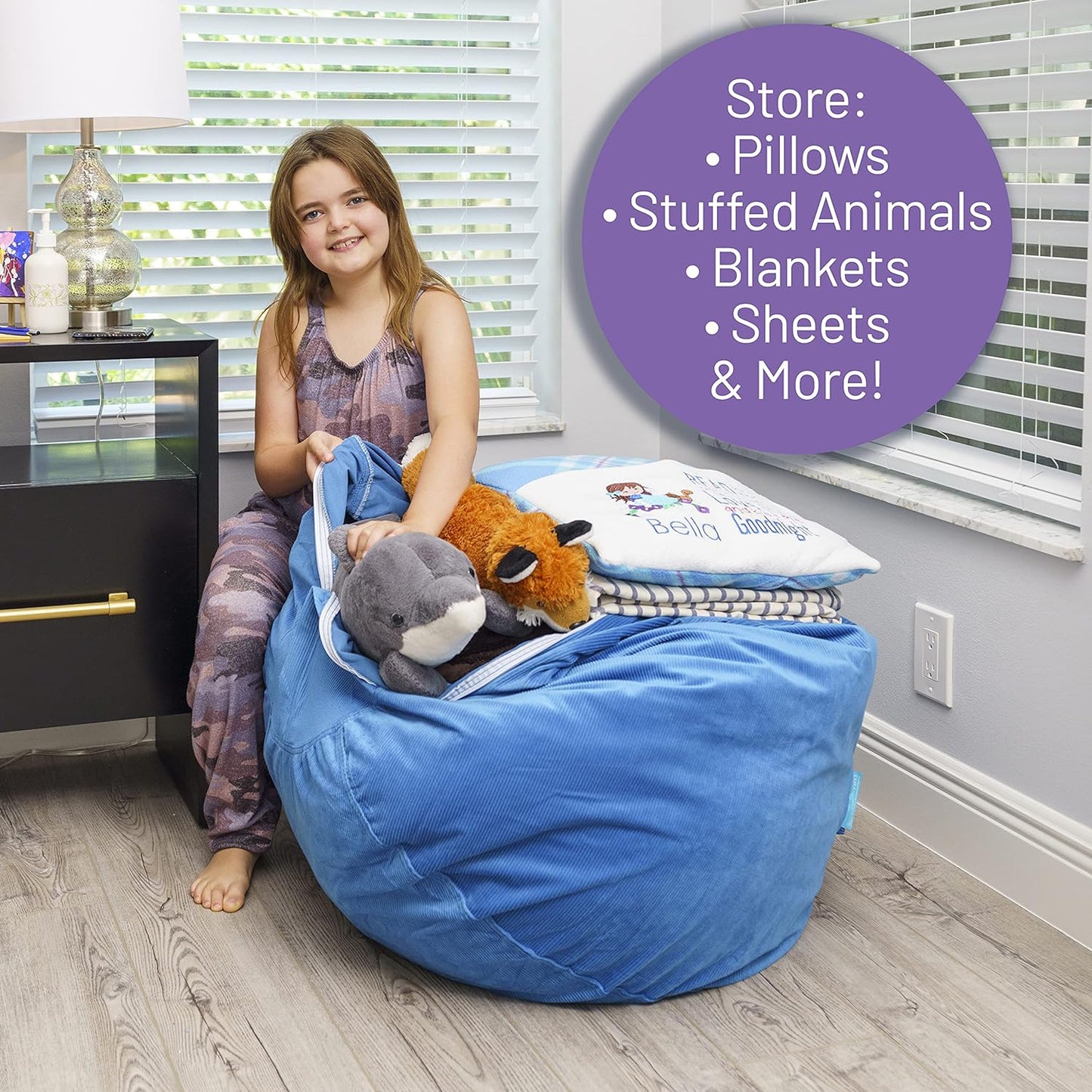 Stuffed Animal Storage Bean Bag Chair - Kids Bean Bag Chairs- Bean Bag Chair Kids- Beanbag Chairs for Kids and Teens-Stuffed Animal Holder- Stuffed Animal Bean Bag Storage