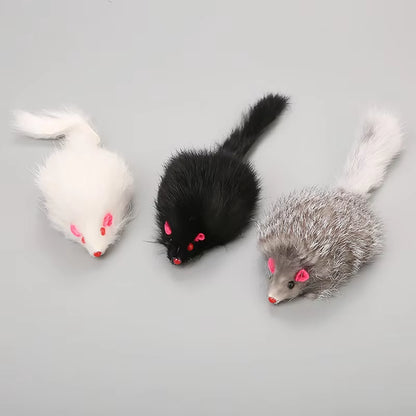 1Pcs False Mouse Cat Pet Toys Cat Long-Haired Tail Mice Mouse Toys Soft Rabbit Fur Furry Plush Cat Toy for Pet Cats Dogs