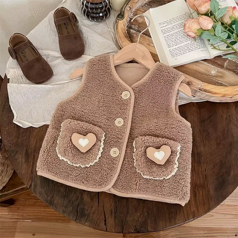 Sleeveless Children Vest Baby Girl Boy Plush Waistcoat Spring Autumn Kids Jacket Soft Children Clothes Thick Outerwear for Kids