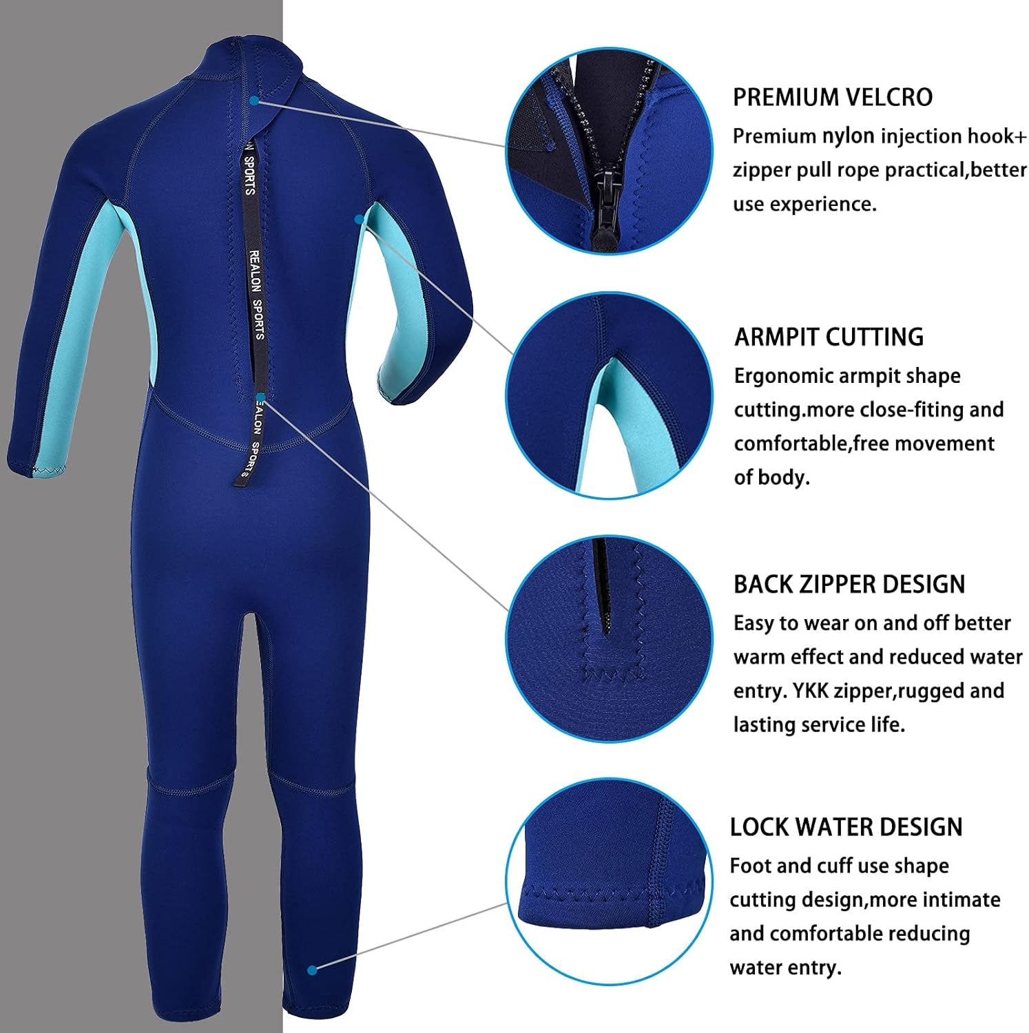 Kids Wetsuit for Girls Boys Toddler and Youth 3Mm Neoprene Child Full Wet Suits Warm in Cold Water Thermal Swimsuit Back Zip for Swimming Diving Jet Skiing Surfing