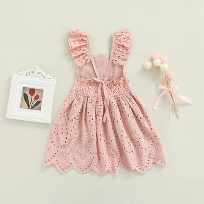 1-5Y Summer Kids Birthday Dresses for Girls Princess Ruffles Hollow Outfits Sleeveless Children Clothes Girls Dress Casual Wear