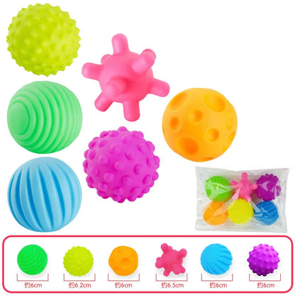 6Pcs Textured Multi Ball Set Develop Tactile Senses Toy Baby Touch Hand Ball Toys Training Ball Massage Soft Balls Kids Gifts