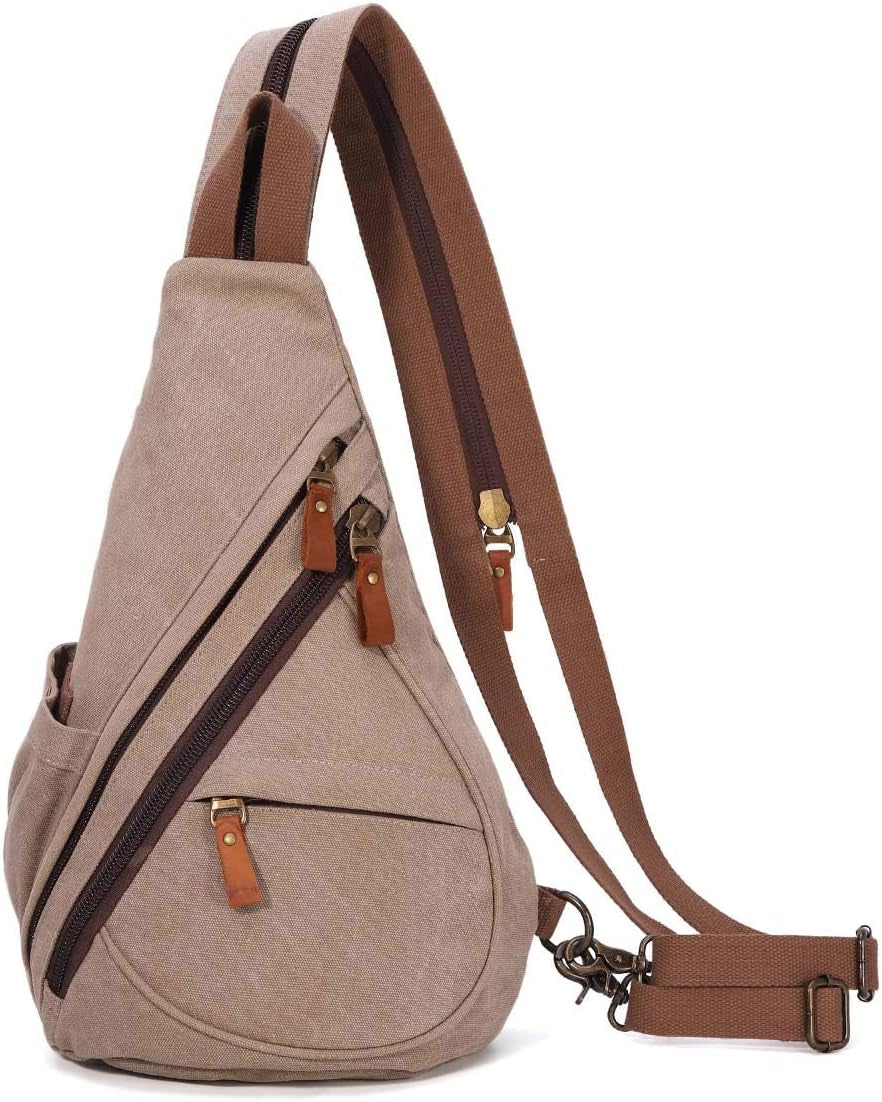 Canvas Sling Bag - Small Crossbody Backpack Shoulder Casual Daypack Rucksack for Men Women