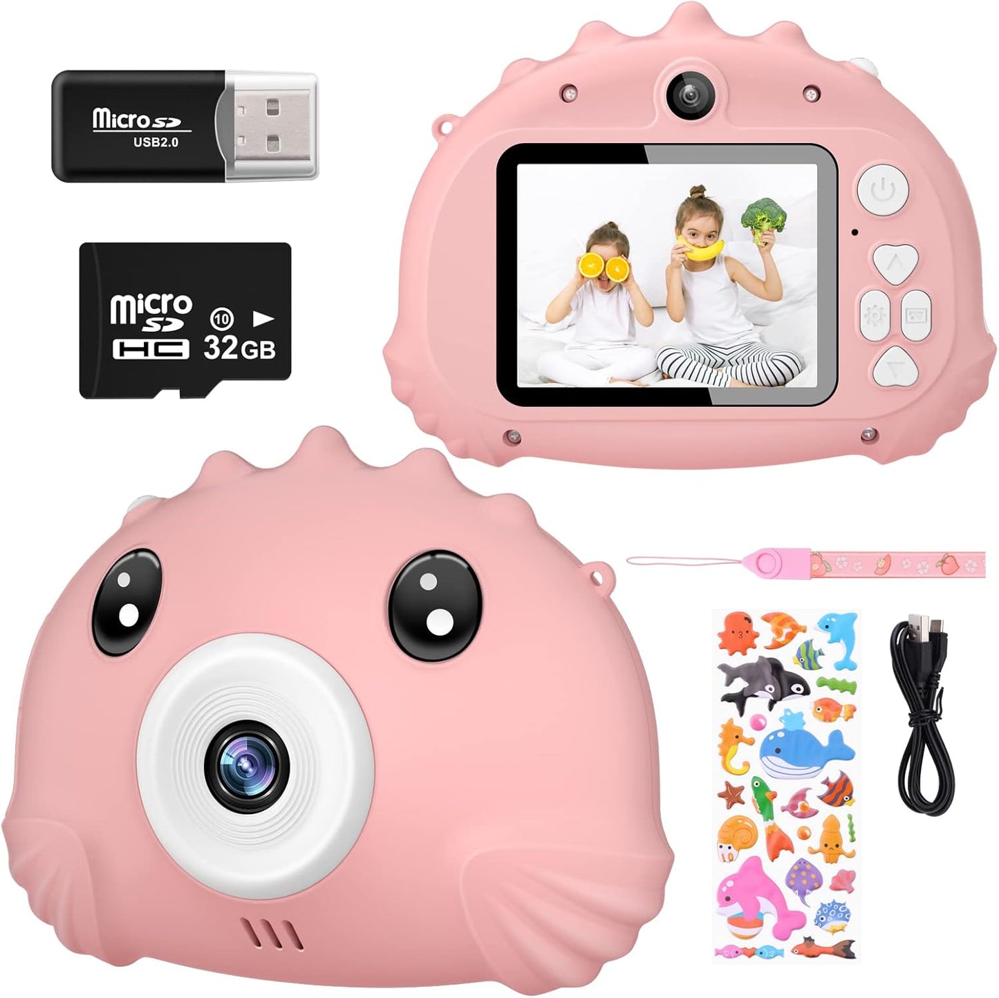 Kids Camera for 3-8 Years Old Toddlers Childrens Boys Girls Christmas Birthday Gifts Selfie Camera 20.0 MP HD 1080P IPS Screen Dual Digital Toy Camera with 32GB SD Card