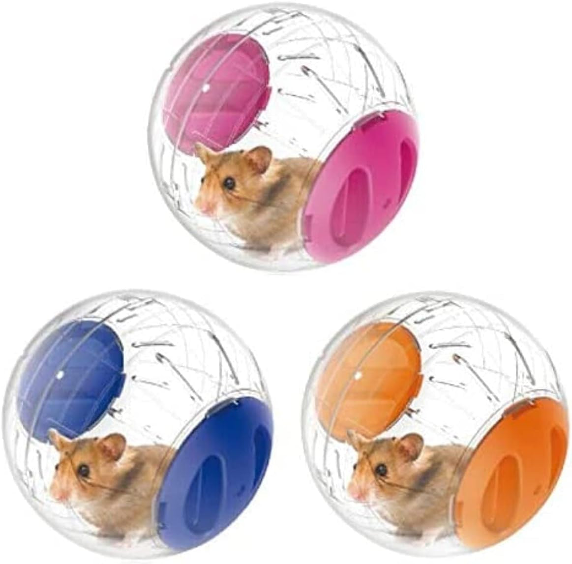 Mini New Cute Dwarf Hamster Running Ball 4.7 Inches Crystal Ball for Hamsters Small Silent Exercise Wheel Small Cage Accessories Suitable for Hamsters Less than 4 Inches 10 Cm in Length (Pink)