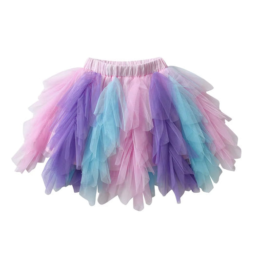 Girls Tutu Mesh Tulle Layered Skirts Kids Birthday Party Casual Performance Prom Princess Mini Skirt Children Clothes