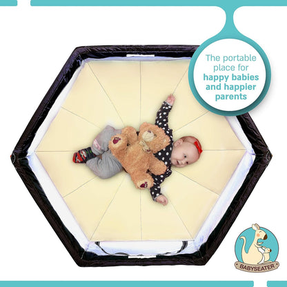 Portable Playard Play Pen with Carrying Case for Infants and Babies, Beige