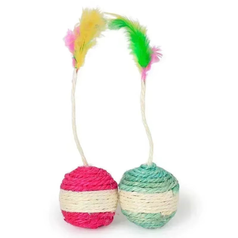 1PC Pet Toys Sisal Scratching Ball Training Interactive Toy for Kitten Pet Supplies Feather Toy Cat Toys Interactive