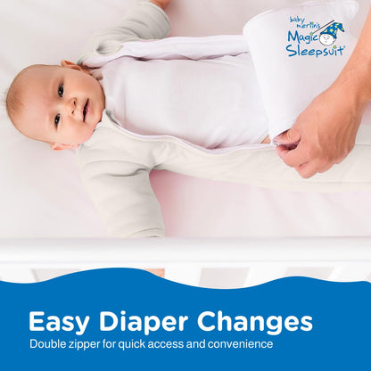 Transition Product - 6-9 Months Swaddle Transition Sleepsuit - Soft Cotton Material with Double Zipper for Easy Diaper Changes - Promotes Safe Sleep for Babies - Cream