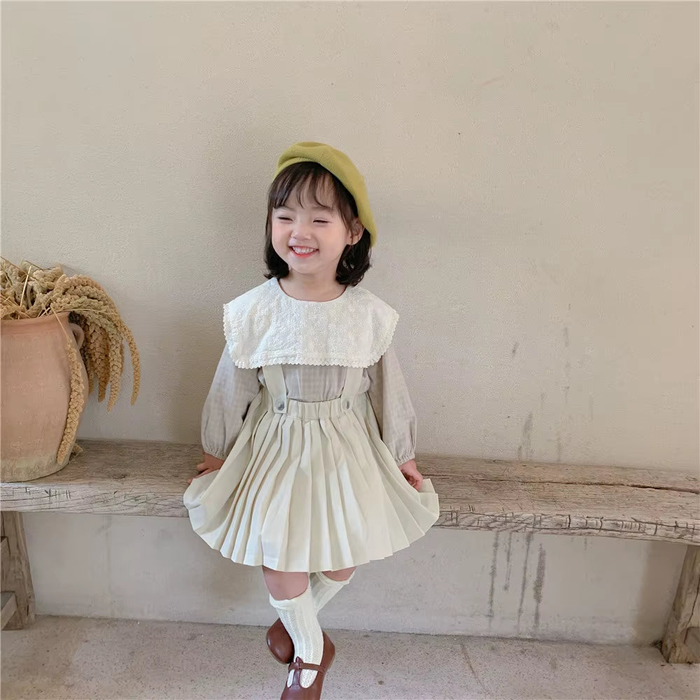 New Autumn Brand Baby Girls Dress Suspenders Kids Overalls Dress Children Preppy Dress Strap Toddler Dress Beautiful Clothing