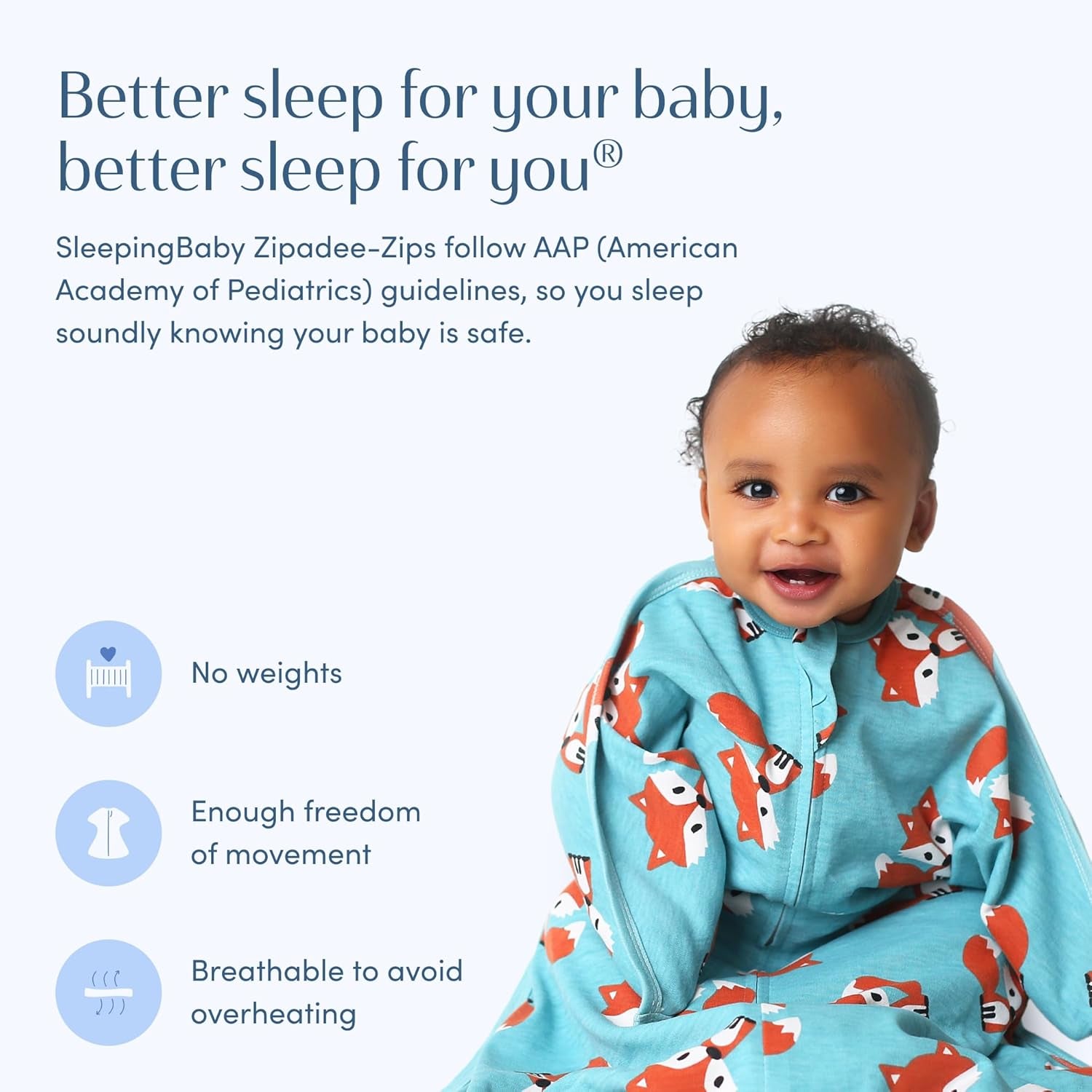 Zipadee-Zip Transitional Swaddle Sack, 3-6 Month - Roomy Zipper Swaddle for Easy Diaper Changes and Proper Hip Development - Baby Swaddle Sack, X-Small - Friendly Fox