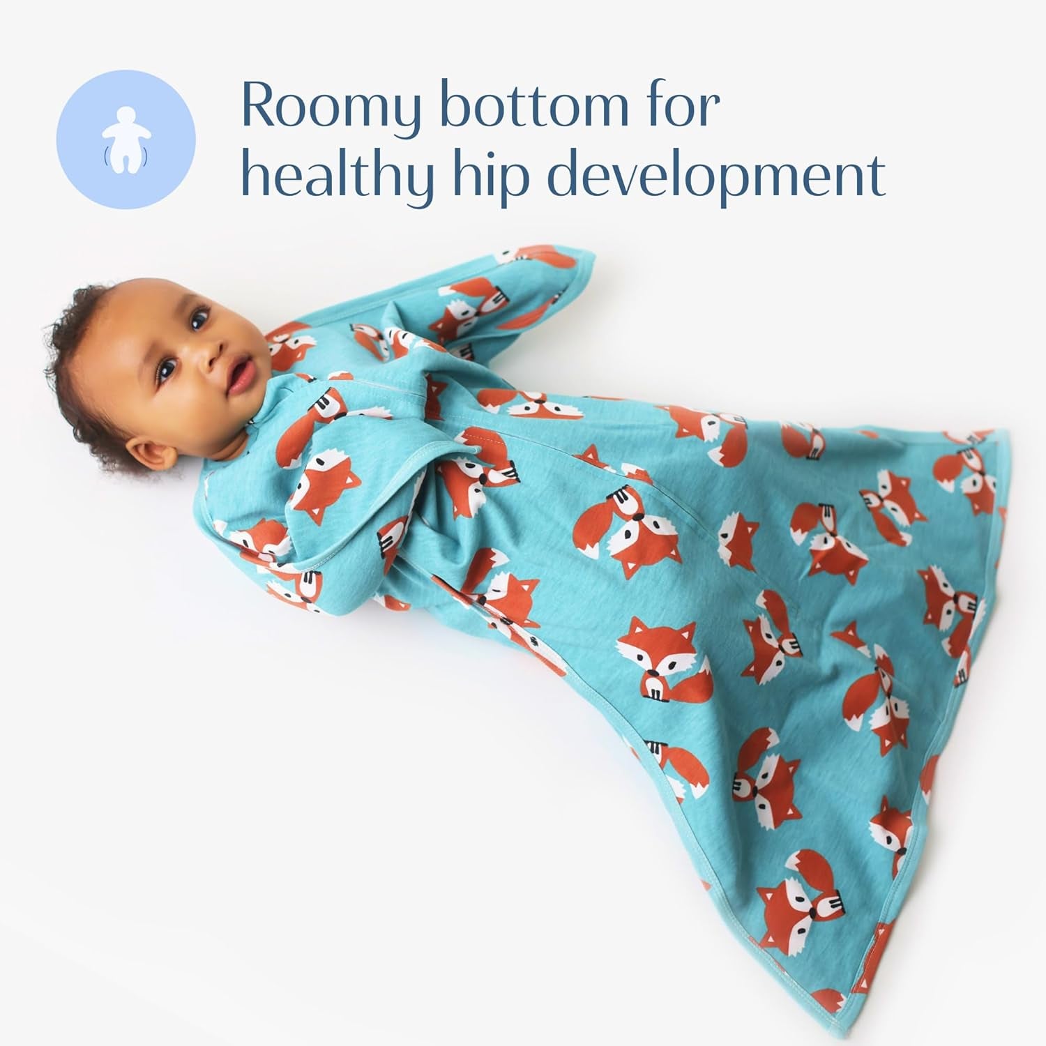 Zipadee-Zip Transitional Swaddle Sack, 3-6 Month - Roomy Zipper Swaddle for Easy Diaper Changes and Proper Hip Development - Baby Swaddle Sack, X-Small - Friendly Fox