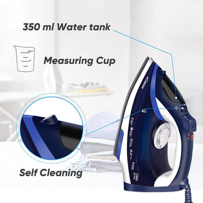 Steam Iron for Clothes Lightweight Portable Iron with Non Stick Ceramic Soleplate anti Drip Vertical Irons for Ironing Clothes Self-Clean Auto-Off Function Small Size for Home Travel…