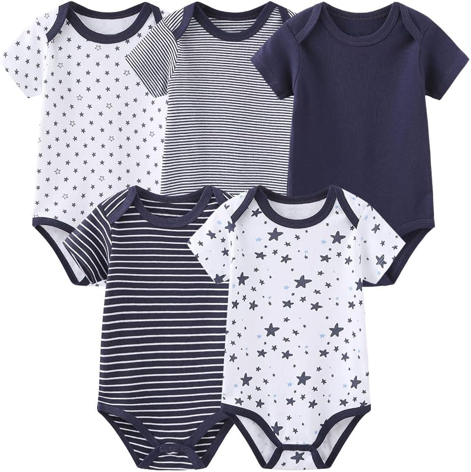 Newborn Baby Cute Design Bodysuit Short Sleeve One-Piece Baby Clothes for Boys and Girls