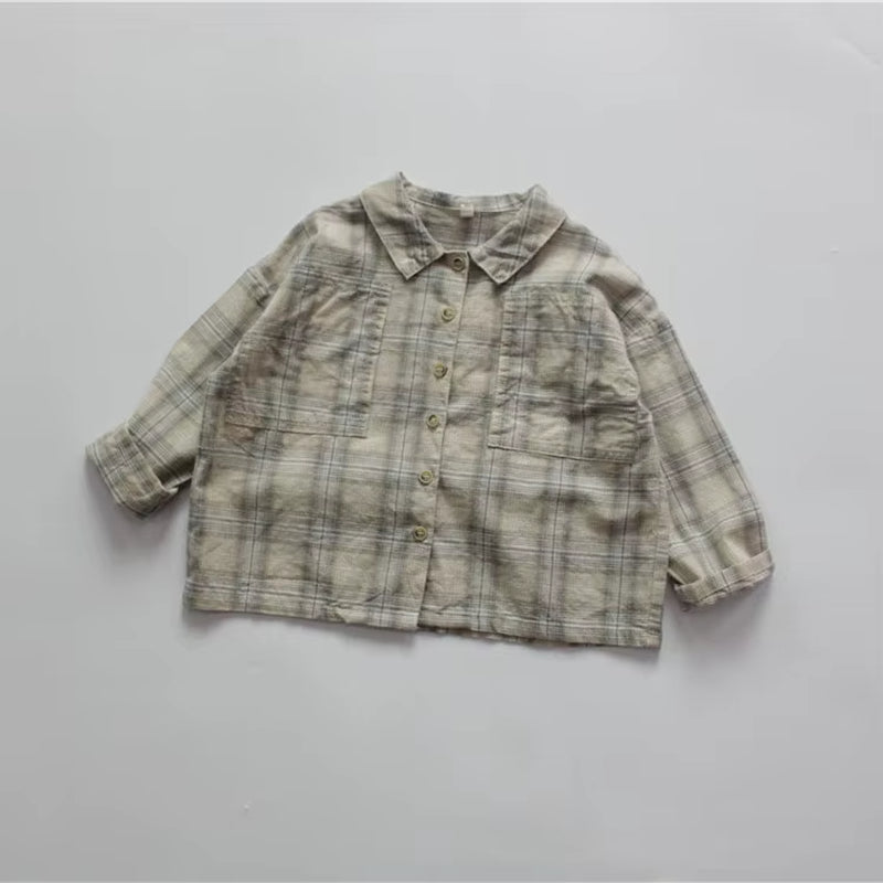 New Spring Autumn Baby Boys Plaid Shirts Korean Style Loose Casual Kids Shirts Children Clothes Tops