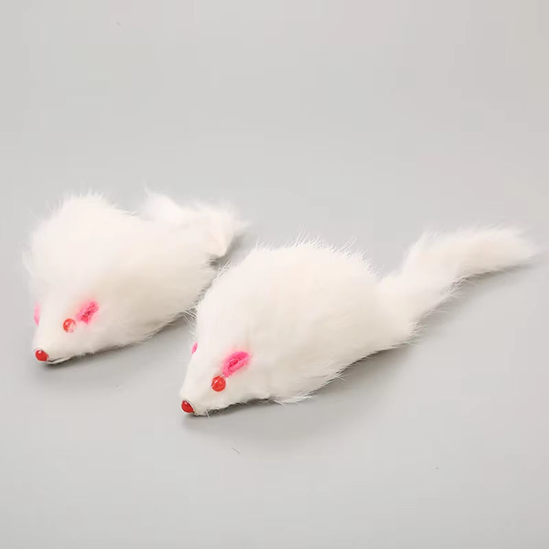 1Pcs False Mouse Cat Pet Toys Cat Long-Haired Tail Mice Mouse Toys Soft Rabbit Fur Furry Plush Cat Toy for Pet Cats Dogs